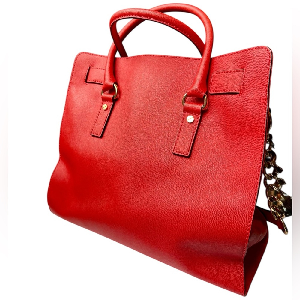 Michael Kors Vibrant Red Leather Tote Bag - Picture 2 of 7